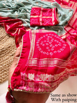 Moss Georgette Bandej Saree