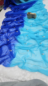 Chiffon floral buttis 2 shade saree