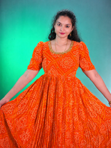 Bandini printed customised boutique long frocks with maggam work