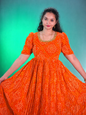 Bandini printed customised boutique long frocks with maggam work