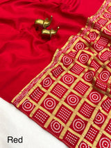 Replica Viscose satin silk saree with bandhej pallu