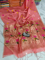 Pure linen jambdani tissue silk saree