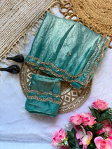 Space silk original handwork gold beads saree