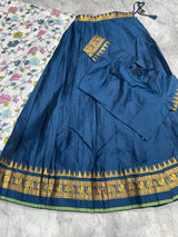 Chettinad pattu fully stitched kalamkari half saree