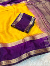 Chinnon weaving check saree with bentex boarder