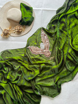 Exclusive Space silk bird patch saree