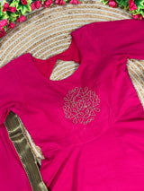 Mul cotton kolam design traditional Mangalagiri style anarkali set
