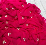 Soft chiffon saree leaf pattern