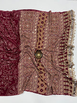 Ajrak Satin design mirror saree