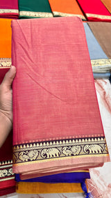 Narayanpeta Mercerised Cotton elephant small boarder saree