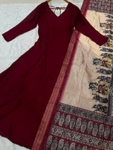 Vichitra silk kalamkari dupatta set
