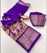 Marshmallow elephant zari weaving saree