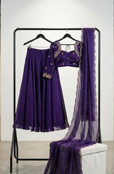Madhuri Purple fully stitched lehanga