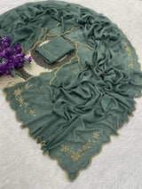 Rangoli crush pure handwork saree