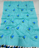 Mul cotton Tulip hand painted saree