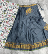 Chettinad pattu fully stitched kalamkari half saree