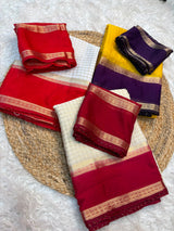 Chinnon weaving check saree with bentex boarder