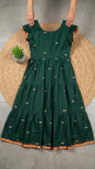 Vichitra silk layered boat neck frock