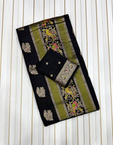 Kaddi georgette tissue meenakari saree