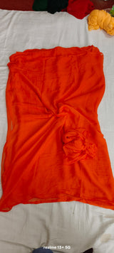 Plain single shade chiffon saree