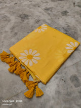 Pure Mul cotton sunflower 🌻 handpainted saree