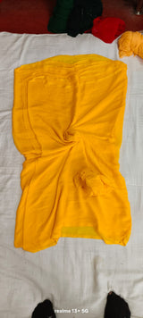 Plain single shade chiffon saree
