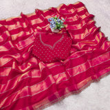 Space silk jharkan work sarees for party wear