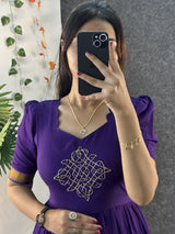 Vichitra silk kolam design 3 tiered maxi with zari boarder