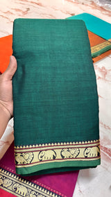 Narayanpeta Mercerised Cotton elephant small boarder saree