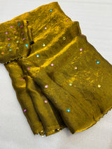 Moss space silk arco mirror work saree