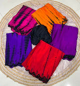 Tie and dye pure chinnon handwork saree