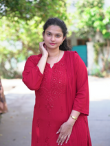 Chikankari Rayon Kurti 3Pc set