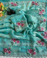 Space silk 3d print diamond stone work saree