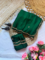 Space silk original handwork gold beads saree