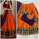 Semi kanjeevaram stype fully stitched half saree lehanga set