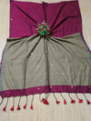 Cotton by Cotton contrast gini work saree with tassels
