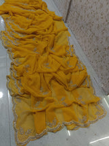 Pure royal georgette handwork saree