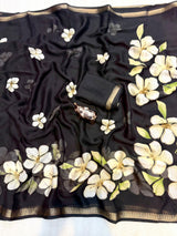 Soft marshmallow georgette floral saree