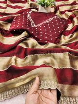 Space silk jharkan work sarees for party wear