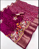 Marshmallow elephant zari weaving saree