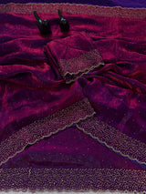 Space silk Diamond work saree
