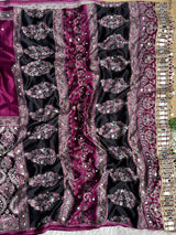 Ajrak mirror satin modal saree
