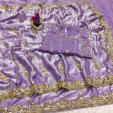 Space silk gold beads work saree