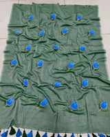 Mul cotton Tulip hand painted saree