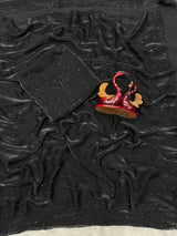 wonderful black cocktail space silk saree