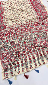 Ajrak mirror trending saree