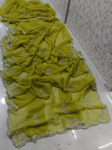 Pure royal georgette handwork saree