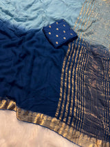 2 shades viscose georgette saree