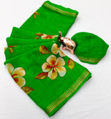 Soft marshmallow georgette floral saree