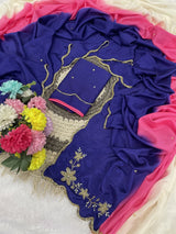 Rangoli crushed dual shade hand work saree